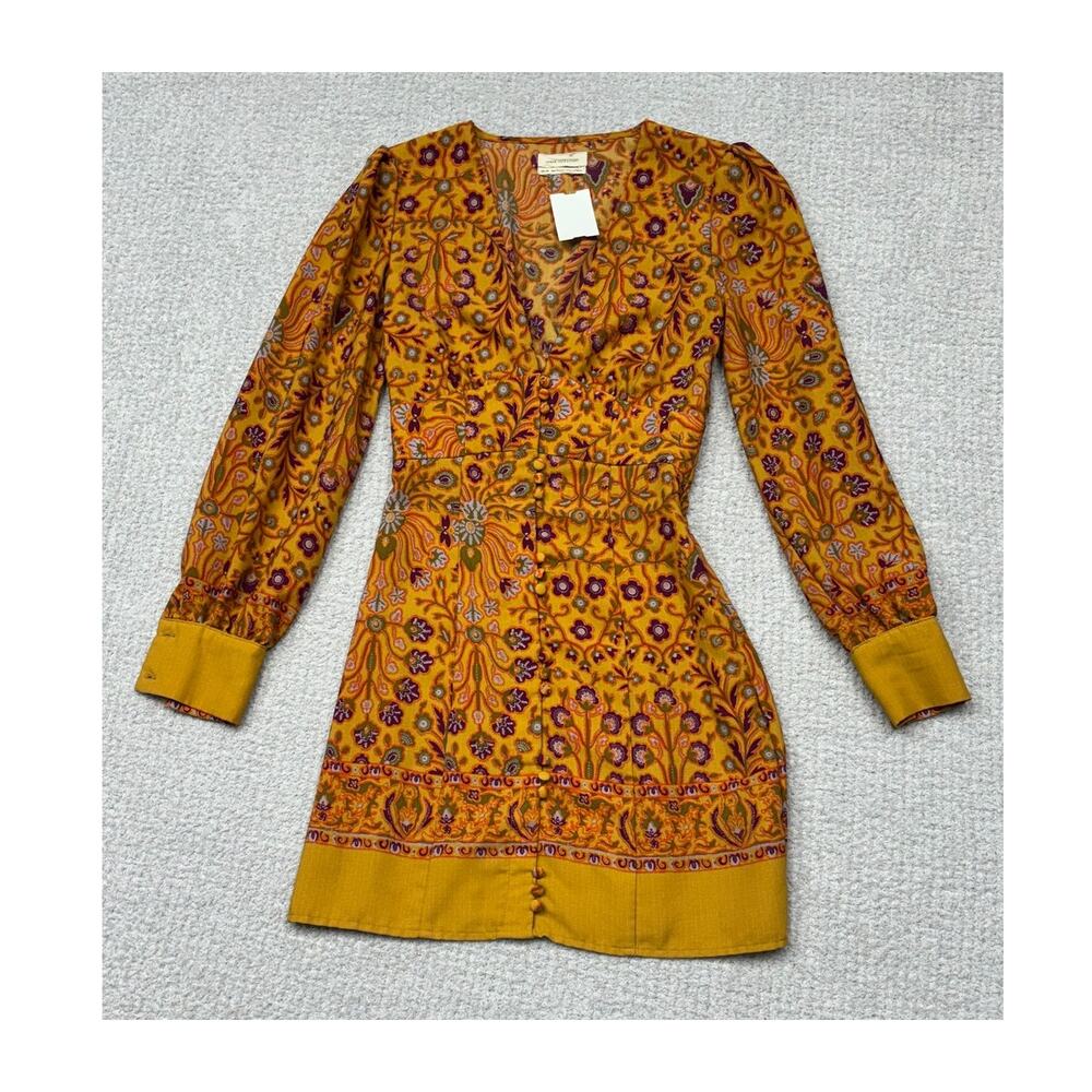 Urban Outfitters Women's Orange Floral Long Sleeve Dress Size XS #59807 - Picture 1 of 3